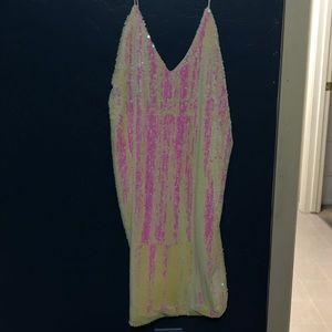 White/Pink Sequined Dress XS